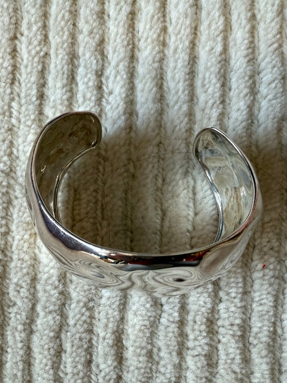 Wide Wave Cuff Bracelet, Silver-Tone Statement